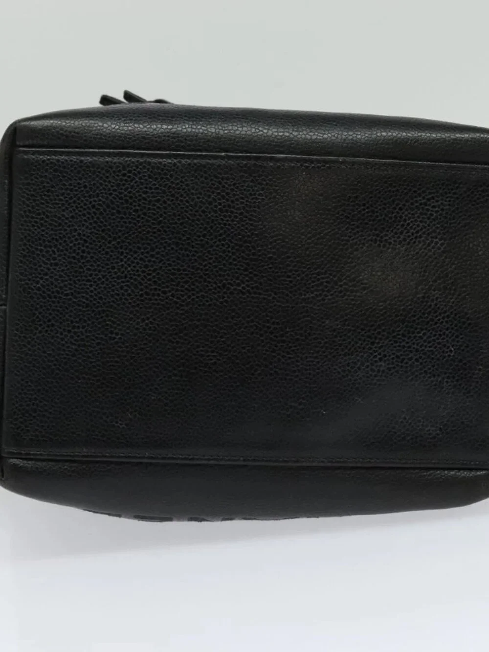 CHANEL Shoulder Bag Grained Calf Skin Black Silver CC Auth BA125